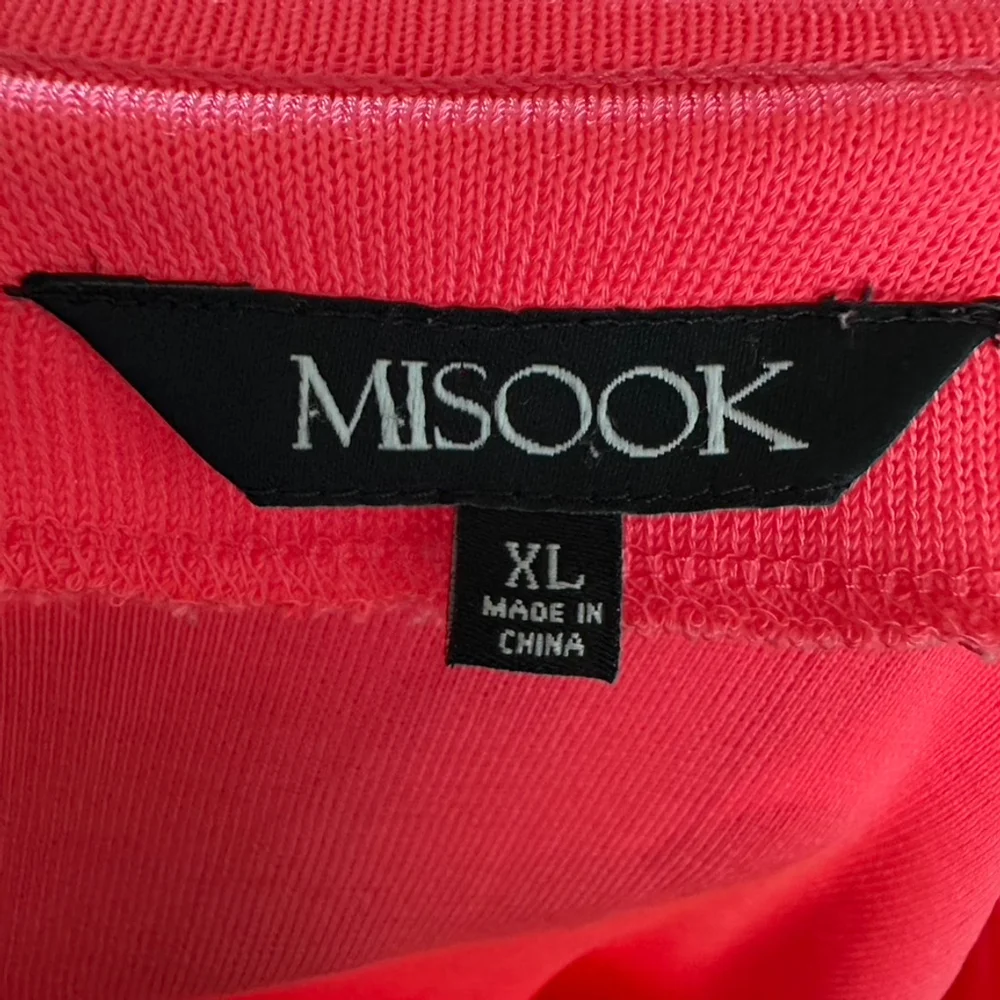 Misook Coral Pink Cardigan Diamond Cut-out Accents Boxy Artsy Chic Size XL